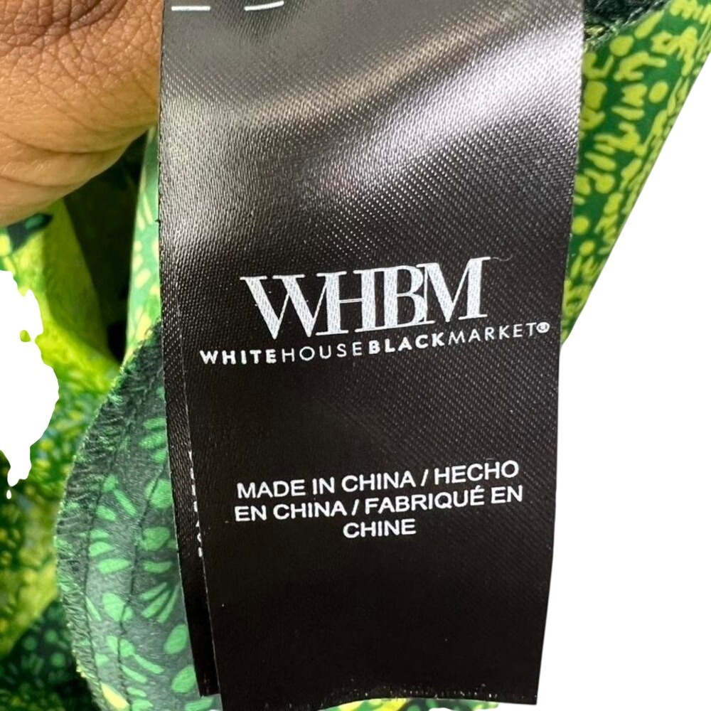 White House Black Market Green Floral Smocked Empire Waist Midi Dress 10 - Picture 6 of 8